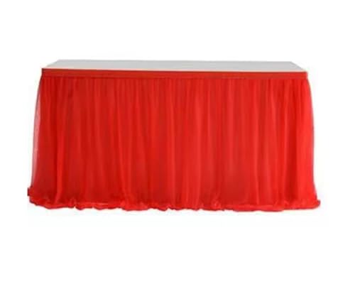 LPATEBCVU Tischrock Tischrock Hochzeitsfeier Tutu Tüll Geschirr Tuch Geburtstagsfeier Wohnkultur Party Dekoration Tischrock(Red,302X79cm-10ft) von LPATEBCVU