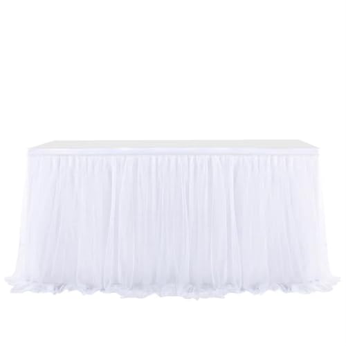 LPATEBCVU Tischrock Tischrock Hochzeitsfeier Tutu Tüll Geschirr Tuch Geburtstagsfeier Wohnkultur Party Dekoration Tischrock(White,400cmx79cm-13.2ft) von LPATEBCVU