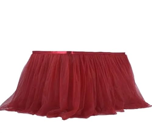 LPATEBCVU Tischrock Tischrock Hochzeitsfeier Tutu Tüll Geschirr Tuch Geburtstagsfeier Wohnkultur Party Dekoration Tischrock(Wine red,302X79cm-10ft) von LPATEBCVU
