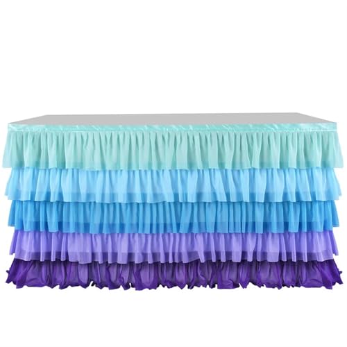 LPATEBCVU Tischrock Tüll Tischrock Tutu Tischdecke Geschirr for Geburtstagsparty Dekorationen Bankett Hochzeit Home Party Tisch Suppliesa(2,9FT 77X275cm) von LPATEBCVU