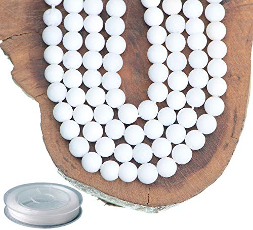 6 mm natürliche, matte weiße Alabaster-Edelsteine, mattiert, 120 Stück lose Perlen für Schmuckherstellung, Armband mit Stretch-Kordel LPBeads von LPBeads