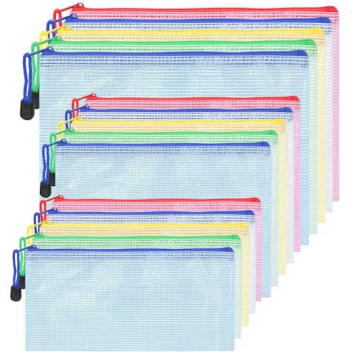 LPEPLL 15 Stück Dokumententasche A4+A5+A6, Dokumentenmappe mit Reißverschluss, Wasserdichte Mesh Dokumententaschen, Dokumententasche Abheftbar für Datei, Papier, Quittungen, Prüfungsblatt, Kosmetika von LPEPLL