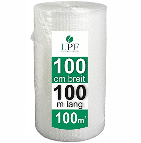 dieLUFTPOLSTERFOLIE Luftpolsterfolie 100cm x 100m Verpackungsfolie Luftpolster Rolle Blisterfolie Noppenfolie Polsterfolie Umzug 1m Knallfolie Polstermaterial Versand Transparent Umzugfolie 100 von LPF dieLUFTPOLSTERFOLIE