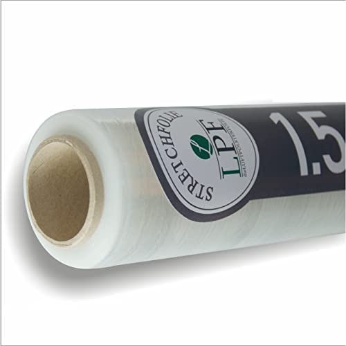 LPF® - 1 Rolle Stretchfolie Transparent Wickelfolie - Handstretchfolie 1,5Kg 50cm 500mm Verpackungsmaterial - Verpackungsfolie - Folie Für Möbel – Umzugsfolie (1) von LPF dieLUFTPOSLTERFOLIE