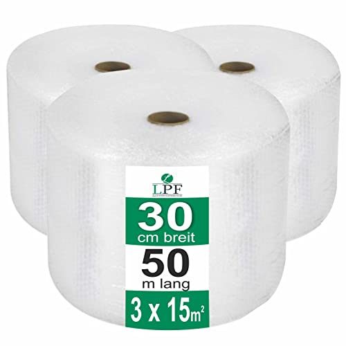 dieLUFTPOLSTERFOLIE Luftpolsterfolie 30cm x 50m Verpackungsfolie Luftpolster Rolle Blisterfolie Noppenfolie Polsterfolie Umzug Knallfolie Polstermaterial Versand Transparent Umzugfolie (3) von LPF dieLUFTPOSLTERFOLIE