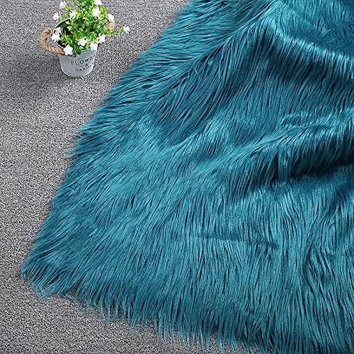 LPLND Qualität Kunstpelzstoff Langhaarplüsch Plüschstoff 170 * 50cm Haarlänge 7-10cm Flauschiger Stoff Windschutz Fell Stoffe Für Kleidungsdekoration, Nähhandwerk (Color:Blau) von LPLND