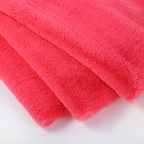 LPLND Qualität Kurzer Plüschstoff Kunstpelzstoff Haarlänge 1cm Flauschiger Stoff Windschutz Fell Stoffe 170 * 50cm Für Nähhandwerk,Kleidungsdekoration(Color:Zartes Rot) von LPLND