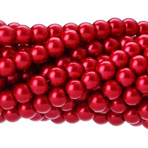 Natürliche runde Edelsteinperlen, 200 Stück runde Glasperlen zur Herstellung von Schmuck, 8 mm, Rose(Light Siam Red,10 MM) von LPLPL