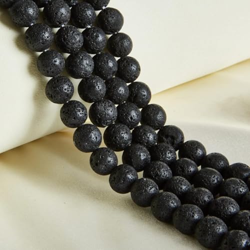 Natürliche runde Edelsteinperlen, 45 Stück 8 mm natürliche Opalperlen, Edelsteinperlen, runde lose Perlen zur Schmuckherstellung(Black Lava,10mm) von LPLPL