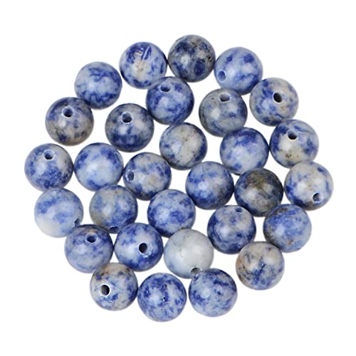 Natürliche runde Edelsteinperlen, natürlicher Edelstein, 10 mm, runde lose Perlen, großes Loch, 2 mm, Größe 30 Stück (Amethyst)(Blue Spot Jasper) von LPLPL