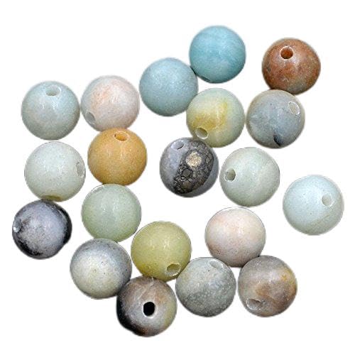 Natürliche runde Edelsteinperlen, natürlicher Edelstein, 10 mm, runde lose Perlen, großes Loch, 2 mm, Größe 30 Stück (Amethyst)(Colorful Amazonite) von LPLPL