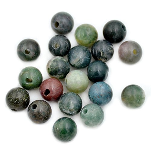 Natürliche runde Edelsteinperlen, natürlicher Edelstein, 10 mm, runde lose Perlen, großes Loch, 2 mm, Größe 30 Stück (Amethyst)(Indian Agate) von LPLPL