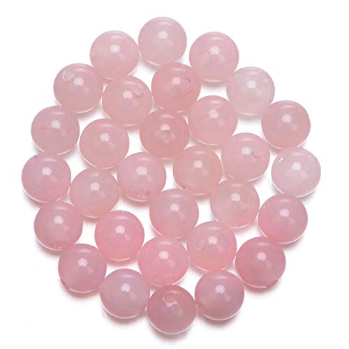 Natürliche runde Edelsteinperlen, natürlicher Edelstein, 10 mm, runde lose Perlen, großes Loch, 2 mm, Größe 30 Stück (Amethyst)(Rose Quartz) von LPLPL