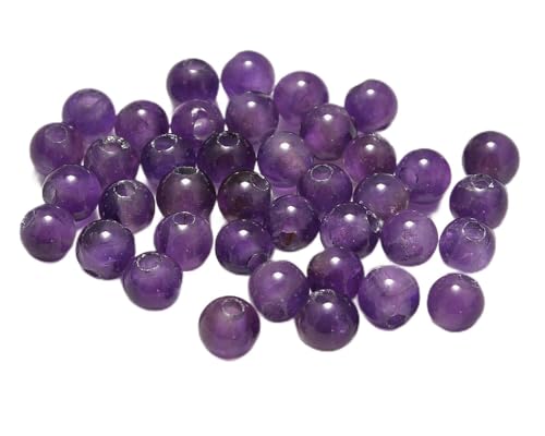 Natürliche runde Edelsteinperlen, natürlicher Edelstein, 8 mm, runde lose Perlen, großes Loch, 2,5 mm, Größe 40 Stück (Lapis)(Amethyst) von LPLPL