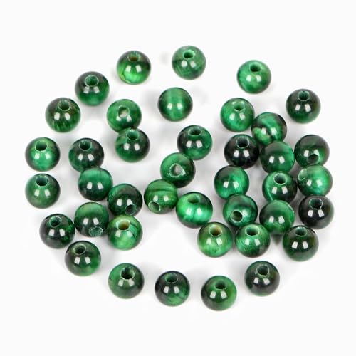 Natürliche runde Edelsteinperlen, natürlicher Edelstein, 8 mm, runde lose Perlen, großes Loch, 2,5 mm, Größe 40 Stück (Lapis)(Green tiger's eye) von LPLPL