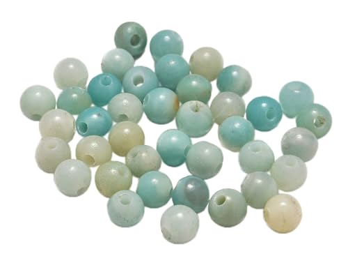 Natürliche runde Edelsteinperlen, natürlicher Edelstein, 8 mm, runde lose Perlen, großes Loch, 2,5 mm, Größe 40 Stück (Lapis)(Multi Color Amazonite) von LPLPL