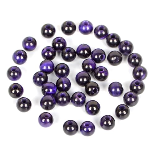Natürliche runde Edelsteinperlen, natürlicher Edelstein, 8 mm, runde lose Perlen, großes Loch, 2,5 mm, Größe 40 Stück (Lapis)(Purple tiger's eye) von LPLPL