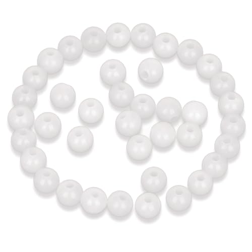 Natürliche runde Edelsteinperlen, natürlicher Edelstein, 8 mm, runde lose Perlen, großes Loch, 2,5 mm, Größe 40 Stück (Lapis)(White Jade) von LPLPL