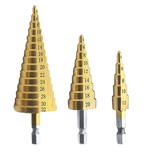LPMPCZKZGF 3 stücke Set Blechwerkzeuge Bohrer 4-12/20 / 32mm Sechskant Titanschritt Kegelbohrer Bohrer Loch Cutter Werkstatt Werkzeuge Autos Karosserie Reparaturwerkzeug Werkzeuge für Werkzeug LPMPCZKZGF 3 stücke Set Blechwerkzeuge Bohrer 4-12/20 / 32mm Sechskant Titanschritt Kegelbohrer Bohrer Loch Cutter Werkstatt Werkzeuge Autos Karosserie Reparaturwerkzeug Werkzeuge für Werkzeug von LPMPCZKZGF
