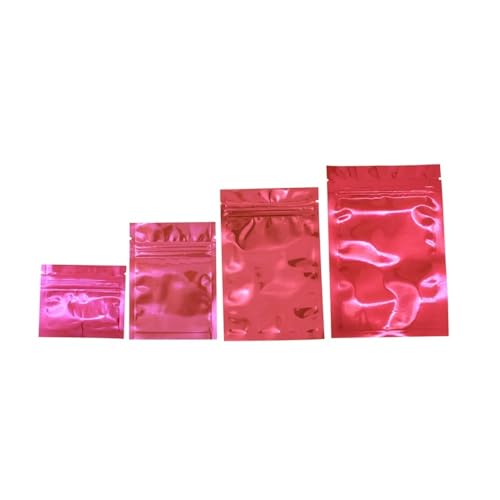 100 Stück bunte Beutel mit Reißverschluss für Lebensmittel, Mylar-Aluminiumfolie, Teebeutel, Lebensmittelaufbewahrungsbeutel (Rosa, 100 Stück, 10 x 15 cm) von LPNGTNG