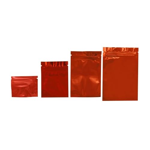100 Stück bunte Beutel mit Reißverschluss für Lebensmittel, Mylar-Aluminiumfolie, Teebeutel, Lebensmittelaufbewahrungsbeutel (rot, 100 Stück, 10 x 15 cm) von LPNGTNG