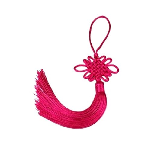 5 handgefertigte chinesische Knoten-Quasten, Seide, Pony, Blumen-Quaste, dekoratives Kleidungsstück für Vorhänge, Heimdekoration, Hängedekoration (Rosarot) von LPNGTNG