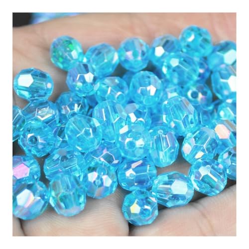 500 Stück 6/8/10 mm schillernde, transparente Acrylperlen für Modeschmuck / DIY / Perlentaschen-Design (Blau, 8 mm) von LPNGTNG
