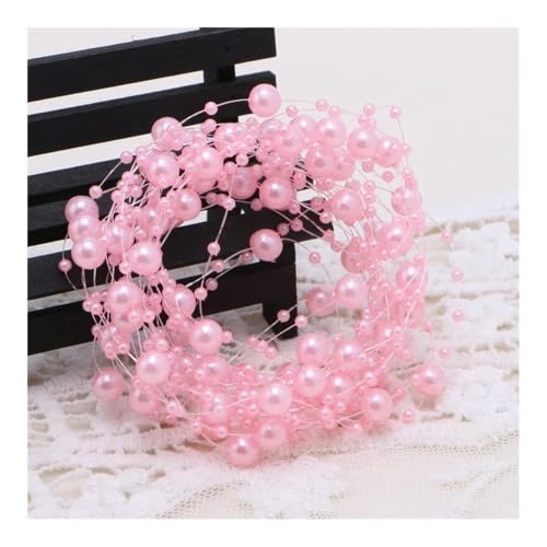 9,1 m weiße Kunstperlenschnur, schwimmende Wachsgirlande, Dekoration, Vasenfüller, Hochzeit, Perlenkette, Dekoration, DIY, Bastelperlen (Rosa) von LPNGTNG