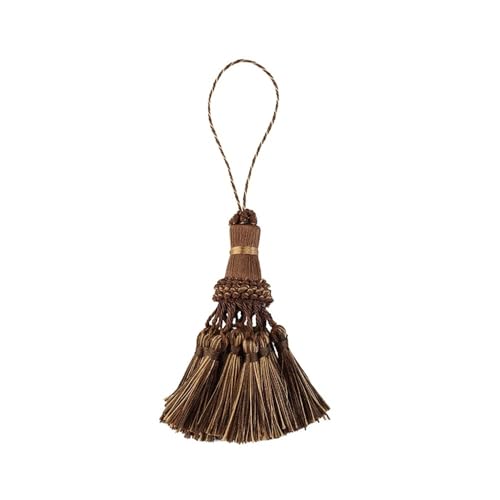 LPNGTNG 1 x Quasten zum Aufhängen, Dekoration, Basteln, Seide, Fransenquaste, Schlüsselanhänger, Pinsel, DIY-Dekoration für Taschen, Türen, Vorhang, Lesezeichen, Schlüssel (dunkelbraun) von LPNGTNG