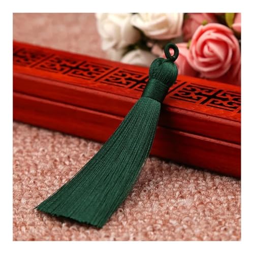 LPNGTNG 5/10 Stück 8 cm Polyester-Seiden-Quaste, vertikale Quaste, Dekoration, Basteln, Schmuck, Heimdekoration, Nähvorhänge, Zubehör (dunkelgrün, 5 Stück) von LPNGTNG