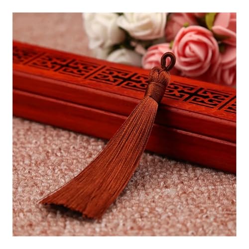 LPNGTNG 5/10 Stück 8 cm Polyester-Seiden-Quaste, vertikale Quaste, Dekoration, Basteln, Schmuck, Heimdekoration, Nähvorhänge, Zubehör (heller Kaffee, 5 Stück) von LPNGTNG