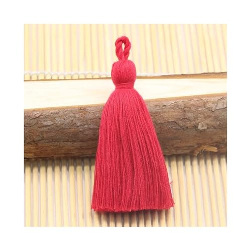 LPNGTNG 8 cm Baumwollquaste Fransen Vintage hängende Quaste Kleidungsdekoration DIY Ohrring Zubehör Fransen Trim Anhänger 10 Stück (04 Rot 10 Stück) von LPNGTNG