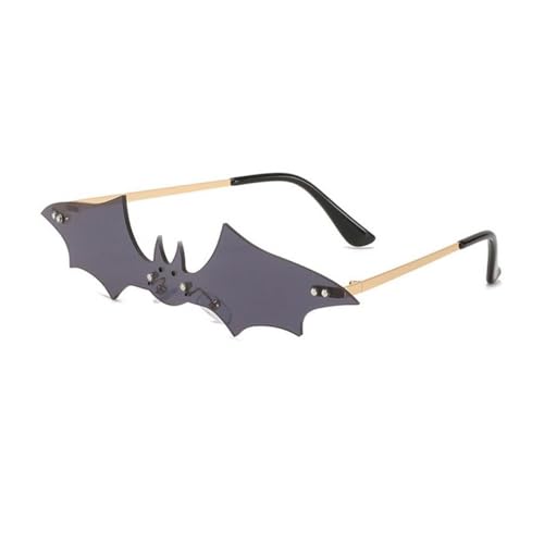 LPNGTNG Damen-Sonnenbrille in Fledermausform, UV-Schutz, trendig, randlos, schlank, Metallrahmen, Persönlichkeit, Party, Cosplay, Brille (A03) von LPNGTNG
