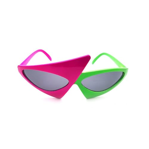 LPNGTNG Lustige Brille mit grünem rosa Kontrast, Hip-Hop, asymmetrisch, dreieckig, Party-Dekorationen (A 02) von LPNGTNG