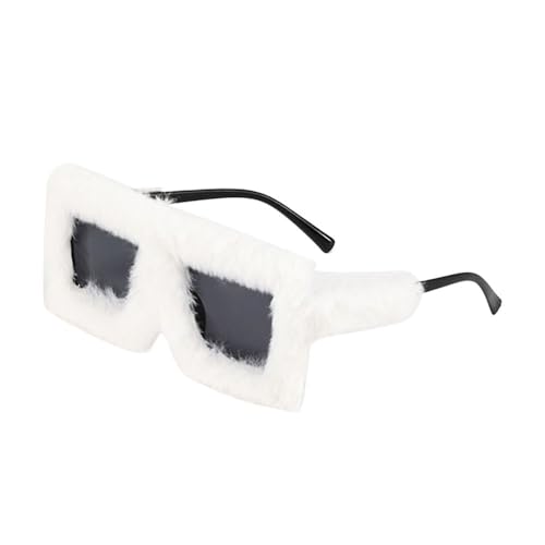 LPNGTNG Übergroße Plüsch-Sonnenbrille, Winter-Sonnenbrille für Damen, weich, flauschig, quadratischer Rahmen, für Party, Cosplay (C14) von LPNGTNG