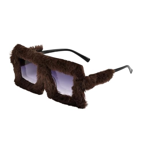 LPNGTNG Übergroße Plüsch-Sonnenbrille, Winter-Sonnenbrille für Damen, weich, flauschig, quadratischer Rahmen, für Party, Cosplay (C4) von LPNGTNG