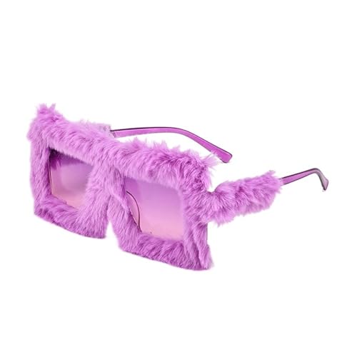 LPNGTNG Übergroße Plüsch-Sonnenbrille, Winter-Sonnenbrille für Damen, weich, flauschig, quadratischer Rahmen, für Party, Cosplay (C6) von LPNGTNG