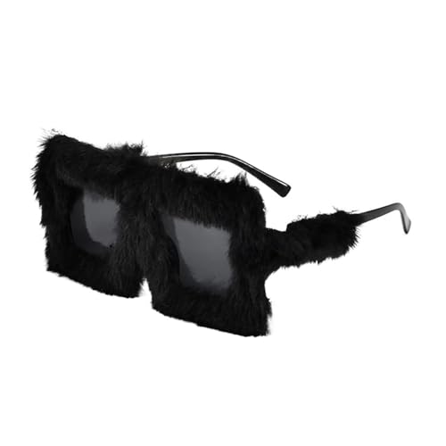 LPNGTNG Übergroße Plüsch-Sonnenbrille, weich, flauschig, Winter-Sonnenbrille, quadratischer Rahmen, für Party, Weihnachten, Halloween, Neuheit (C1) von LPNGTNG