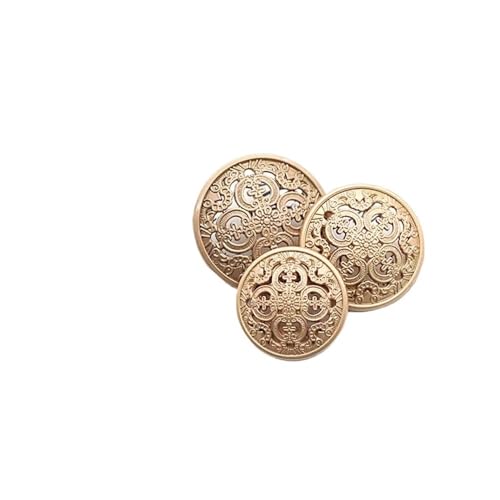 Metallknöpfe, hohl, geschnitzt, handgefertigt, goldfarben, rund, Vintage, Bluse, Jacke, Schnallen, Nähen, Kleidung, Dekoration, 15/18/20 mm (D,15 mm) von LPNGTNG