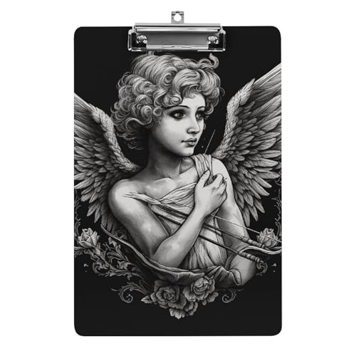 Angel Klemmbrett im Hochformat, A4-Größe, Acryl-Klemmbrett, dekorative Standard-Klemmbretter mit Edelstahl-Aufhängeloch, tragbarer Dokumenten-Organizer für Bürobedarf, Heimgebrauch von LPSADGF