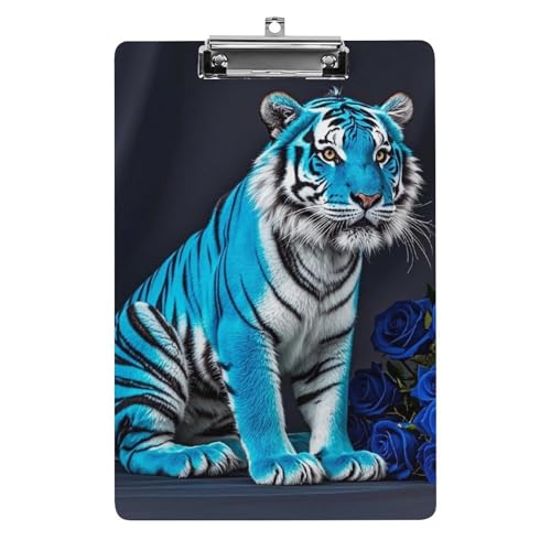 Blue Rose Tiger Klemmbrett, A4-Größe, Acryl-Klemmbrett, dekorative Standard-Klemmbretter mit Edelstahl-Aufhängeloch, tragbarer Dokumenten-Organizer für Bürobedarf, Heimgebrauch Blue Rose Tiger Klemmbrett, A4-Größe, Acryl-Klemmbrett, dekorative Standard-Klemmbretter mit Edelstahl-Aufhängeloch, tragbarer Dokumenten-Organizer für Bürobedarf, Heimgebrauch von LPSADGF