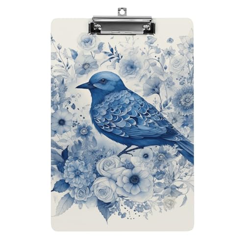 Bluebird and Flowers Klemmbrett, A4-Größe, Acryl-Klemmbrett, dekorative Standard-Klemmbretter mit Edelstahl-Aufhängeloch, tragbarer Dokumenten-Organizer für Bürobedarf, Heimgebrauch Bluebird and Flowers Klemmbrett, A4-Größe, Acryl-Klemmbrett, dekorative Standard-Klemmbretter mit Edelstahl-Aufhängeloch, tragbarer Dokumenten-Organizer für Bürobedarf, Heimgebrauch von LPSADGF