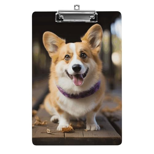 Dog Corgi-Klemmbrett, A4-Größe, Acryl-Klemmbrett, dekorative Standard-Klemmbretter mit Edelstahl-Aufhängeloch, tragbarer Dokumenten-Organizer für Bürobedarf, Heimgebrauch Dog Corgi-Klemmbrett, A4-Größe, Acryl-Klemmbrett, dekorative Standard-Klemmbretter mit Edelstahl-Aufhängeloch, tragbarer Dokumenten-Organizer für Bürobedarf, Heimgebrauch von LPSADGF