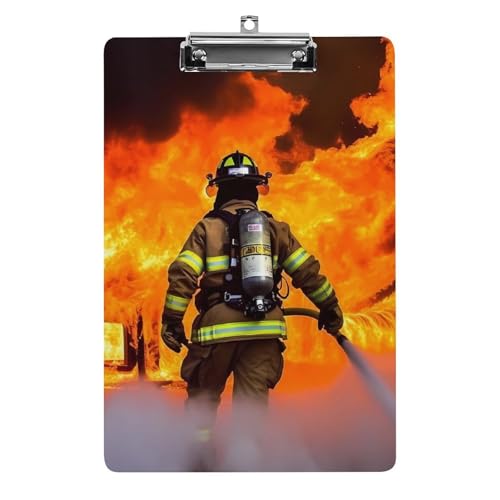 Feuerwehrmann-Klemmbrett, A4-Größe, Acryl-Klemmbrett, dekorative Standard-Klemmbretter mit Edelstahl-Aufhängeloch, tragbarer Dokumenten-Organizer für Bürobedarf, Heimgebrauch von LPSADGF