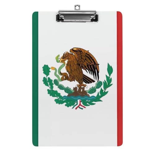 Klemmbrett Flagge Mexiko, A4-Größe, Acryl-Klemmbrett, dekorative Standard-Klemmbretter mit Edelstahl-Aufhängeloch, tragbarer Dokumenten-Organizer für Bürobedarf, Heimgebrauch von LPSADGF