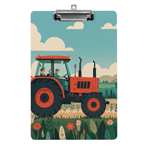 Klemmbrett Traktor Farming, A4-Größe, Acryl-Klemmbrett, dekorative Standard-Klemmbretter mit Edelstahl-Aufhängeloch, tragbarer Dokumenten-Organizer für Bürobedarf, Heimgebrauch von LPSADGF