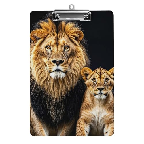 Klemmbrett für Mutter, Löwe und junger Löwe, A4-Größe, Acryl-Klemmbrett, dekorative Standard-Klemmbretter mit Edelstahl-Aufhängeloch, tragbarer Dokumenten-Organizer für Bürobedarf, Heimgebrauch Klemmbrett für Mutter, Löwe und junger Löwe, A4-Größe, Acryl-Klemmbrett, dekorative Standard-Klemmbretter mit Edelstahl-Aufhängeloch, tragbarer Dokumenten-Organizer für Bürobedarf, Heimgebrauch von LPSADGF