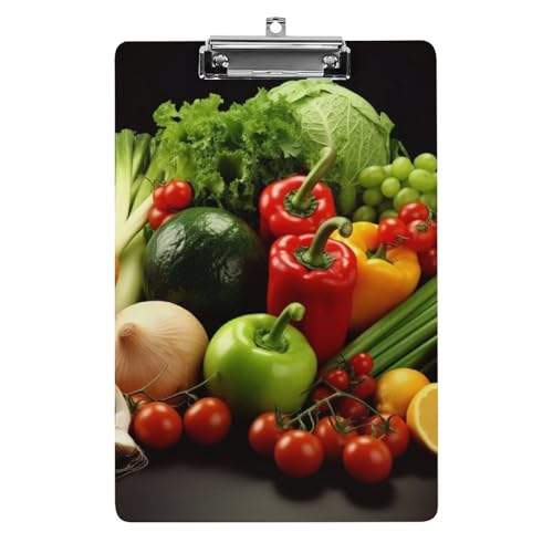 Klemmbrett für frisches Gemüse, Obst, A4-Größe, Acryl-Klemmbrett, dekorative Standard-Klemmbretter mit Edelstahl-Aufhängeloch, tragbarer Dokumenten-Organizer für Bürobedarf, Heimgebrauch von LPSADGF