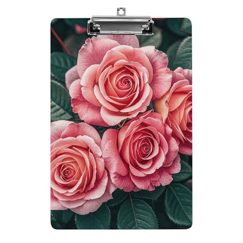 Klemmbrett mit Blumenmuster, A4-Größe, Acryl-Klemmbrett, dekorative Standard-Klemmbretter mit Edelstahl-Aufhängeloch, tragbarer Dokumenten-Organizer für Bürobedarf, Heimgebrauch von LPSADGF