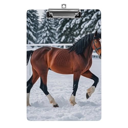 Klemmbrett mit Sportpferden im Schnee, Winter-Klemmbrett, A4-Größe, Acryl-Klemmbrett, dekorative Standard-Klemmbretter mit Edelstahl-Aufhängeloch, tragbarer Dokumenten-Organizer für Bürobedarf Klemmbrett mit Sportpferden im Schnee, Winter-Klemmbrett, A4-Größe, Acryl-Klemmbrett, dekorative Standard-Klemmbretter mit Edelstahl-Aufhängeloch, tragbarer Dokumenten-Organizer für Bürobedarf von LPSADGF